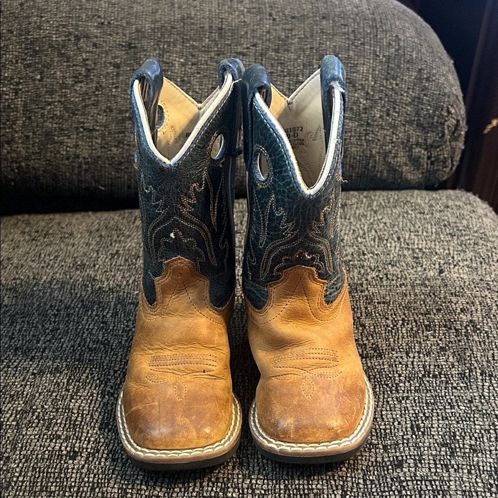 Kids Brown and Blue Western Boots